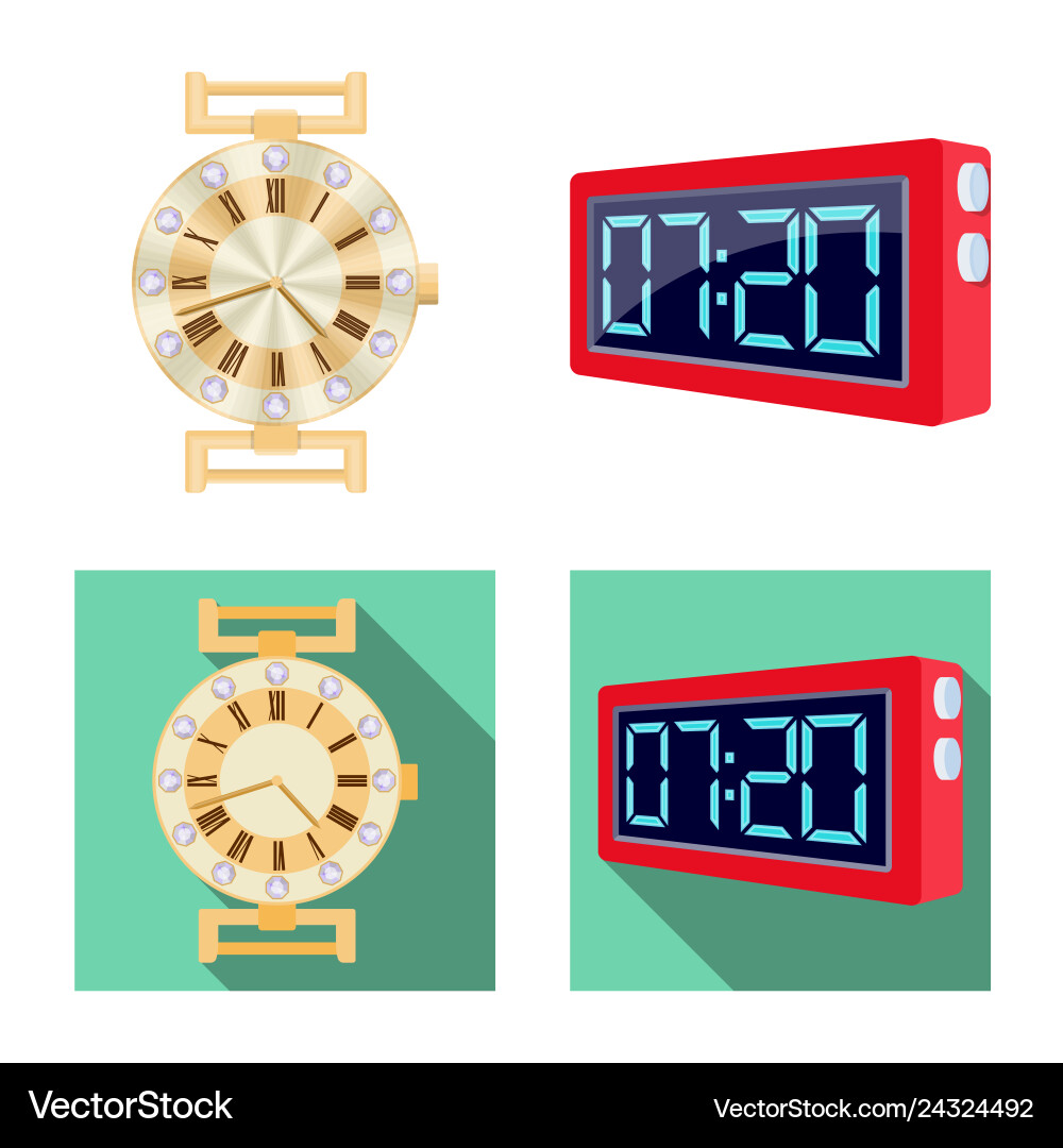 Isolated object of clock and time sign collection vector image