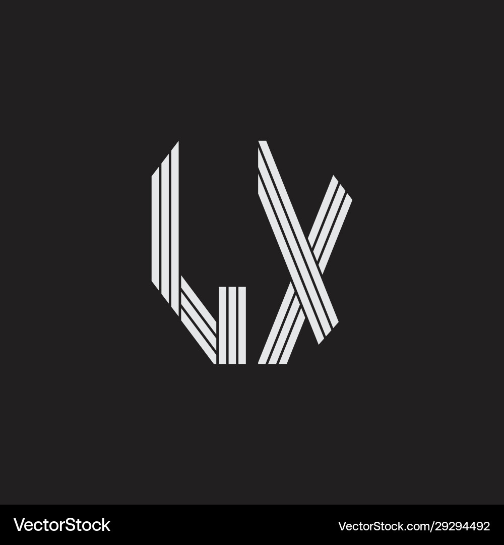 Lx logo monogram with outline style linked Lx logo monogram with outline style linked Vector Image