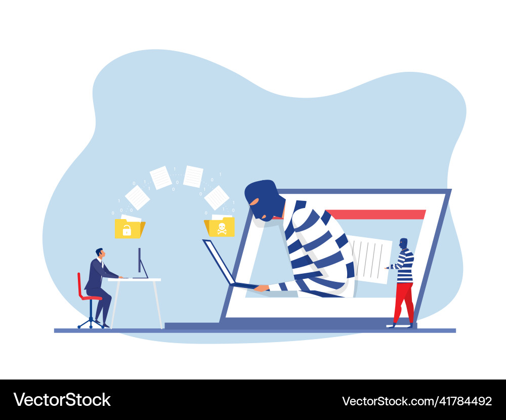 Man unlock data with hacker steal Man unlock data with hacker steal vector image