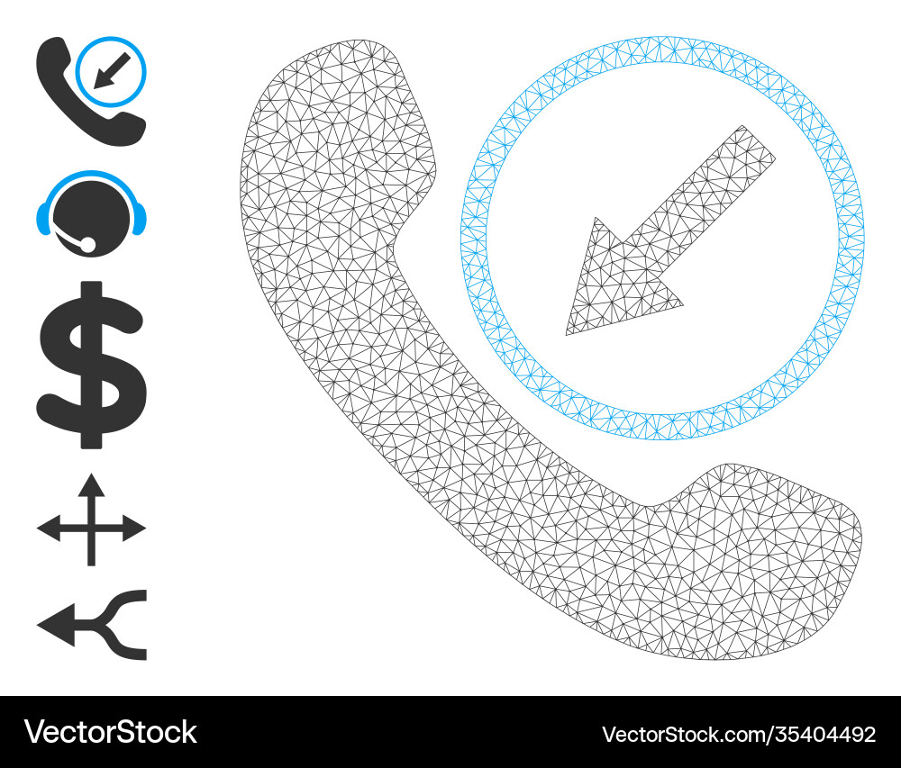 Polygonal net incoming call icon with simple Polygonal net incoming call icon with simple vector image