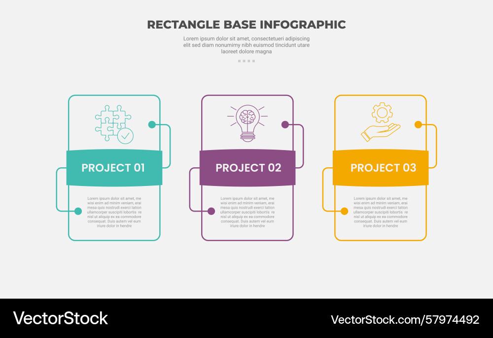 Rectangle shape infographic outline style with 3 Vector Image