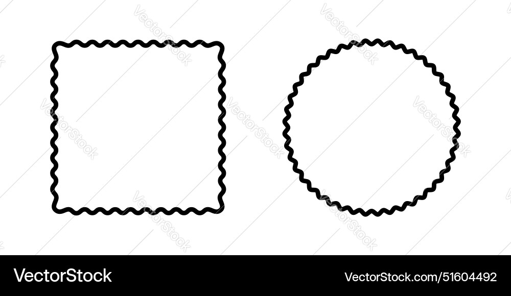 Round and rectangular frames with curvy edges Round and rectangular frames with curvy edges vector image
