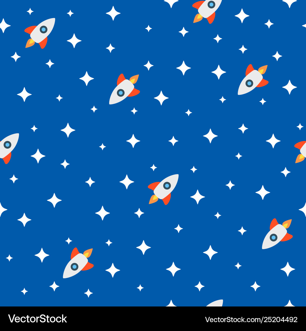 Seamless pattern with rockets and stars in space Seamless pattern with rockets and stars in space vector image