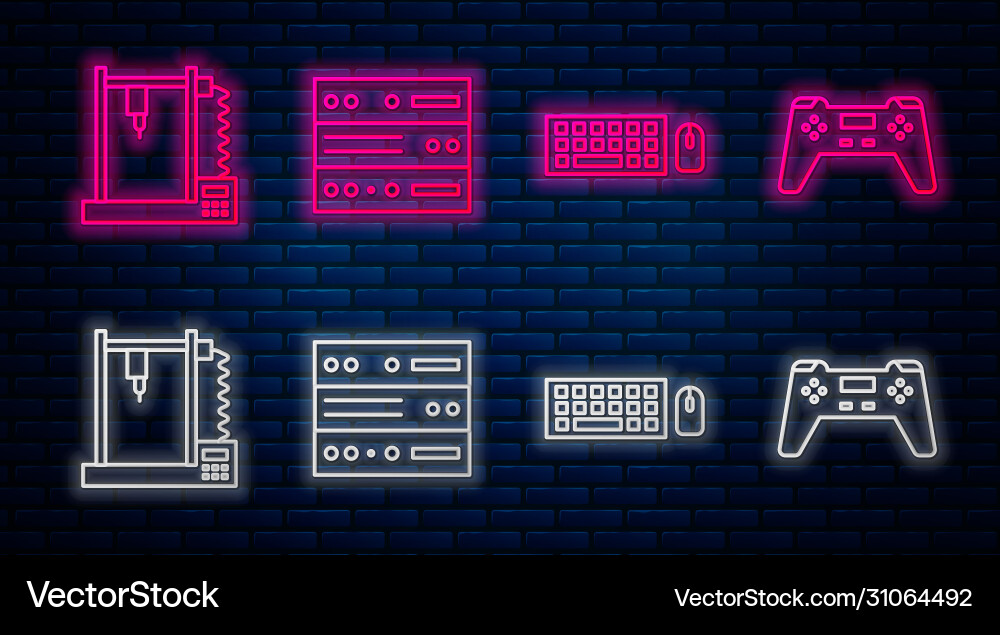 Set line server data web hosting keyboard Vector Image