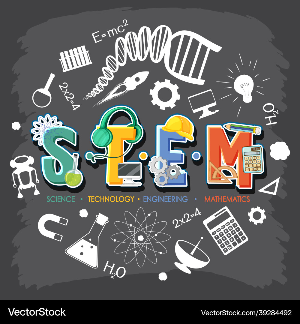 Stem-Logo-Banner mit Lernsymbolelementen Stem-Logo-Banner mit Lernsymbolelementen vektorbild