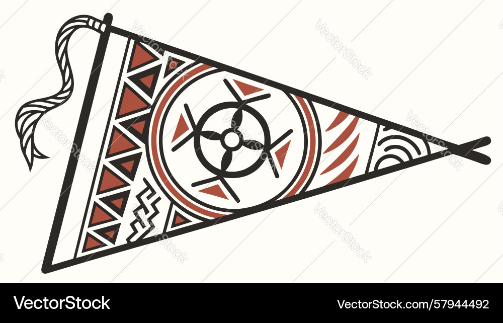 Triangular Sun Banner with Geometric Patterns Vector Image