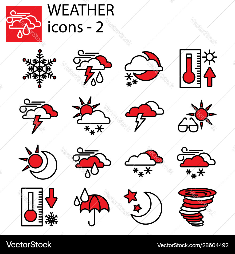 Web line set weather forecast Vector Image