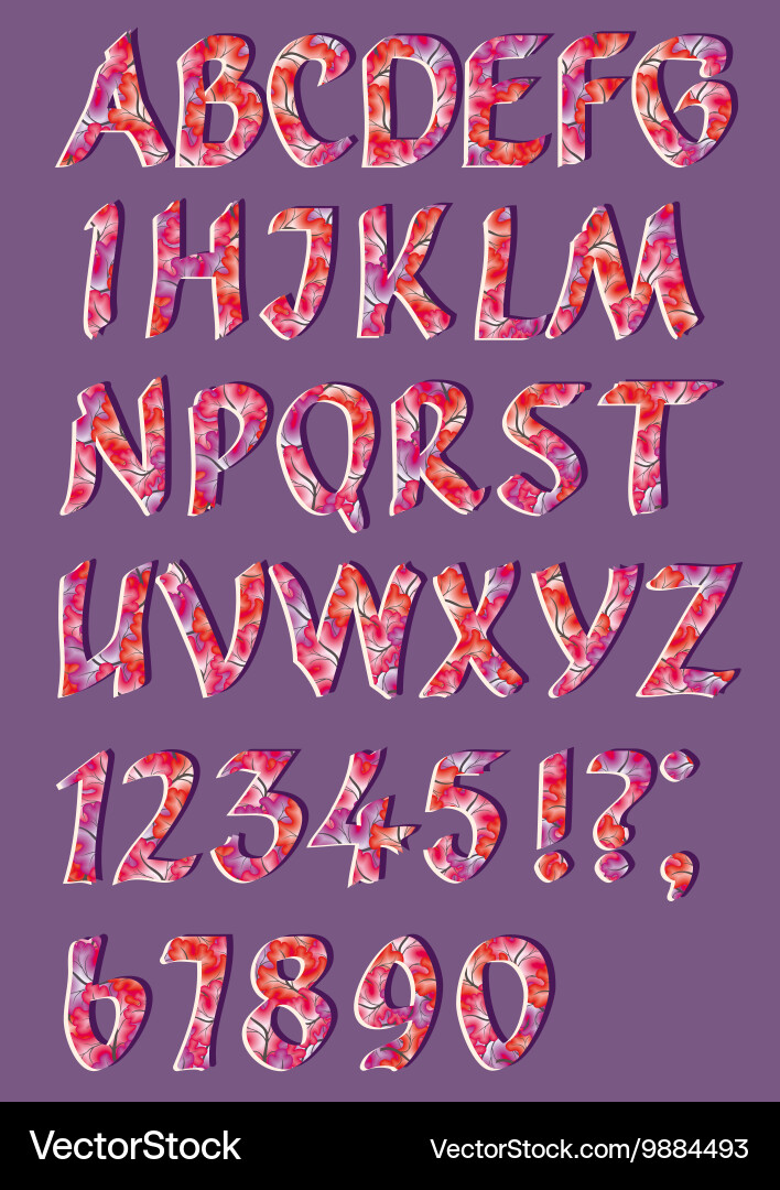 Alphabet letters with numbers in retro style vector image