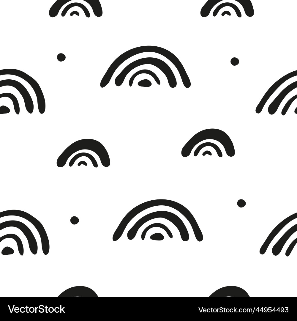Boho seamless pattern with rainbows dots vector image