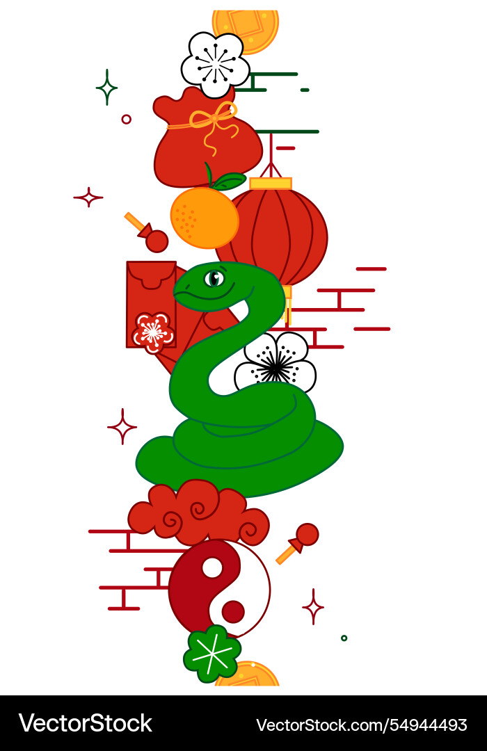 Chinese new year lantern festival green snake Chinese new year lantern festival green snake vector image