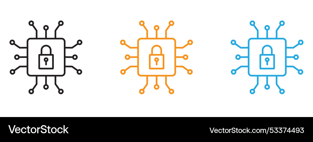 Cyber security icon thin line set Cyber security icon thin line set Vector Image