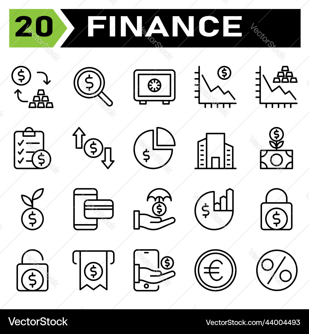 Finance icon set include conversion exchange vector image