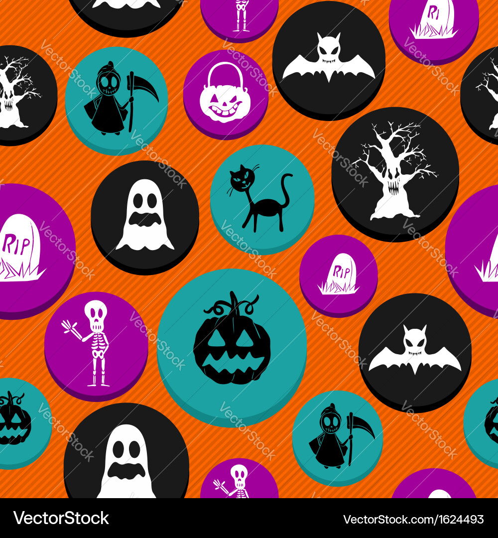 Halloween Seamless Pattern - Spooky Elements Vector Image