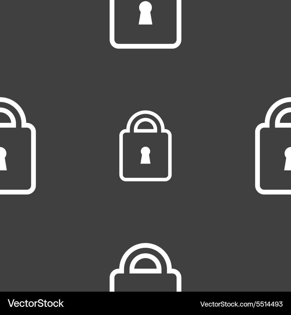 Lock icon sign seamless pattern on a gray vector image