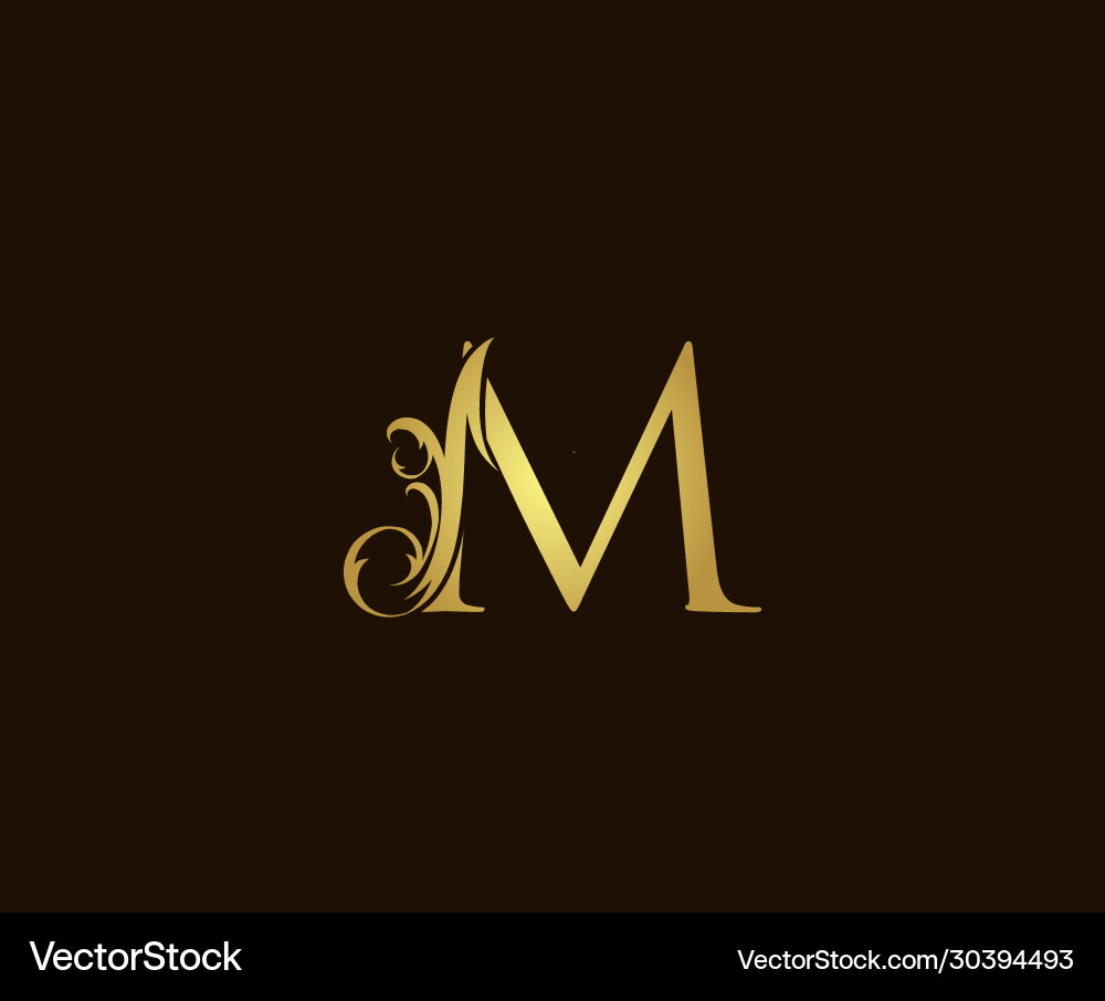 Luxury gold classic m floral logo icon Luxury gold classic m floral logo icon vector image