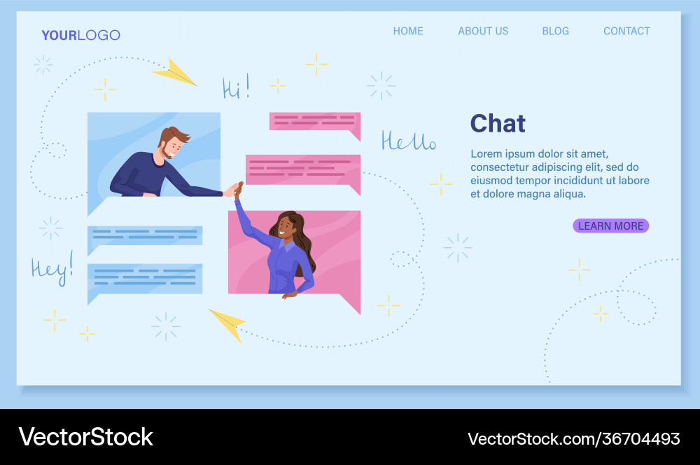 Online chat app with man and girl in conversation Online chat app with man and girl in conversation vector image