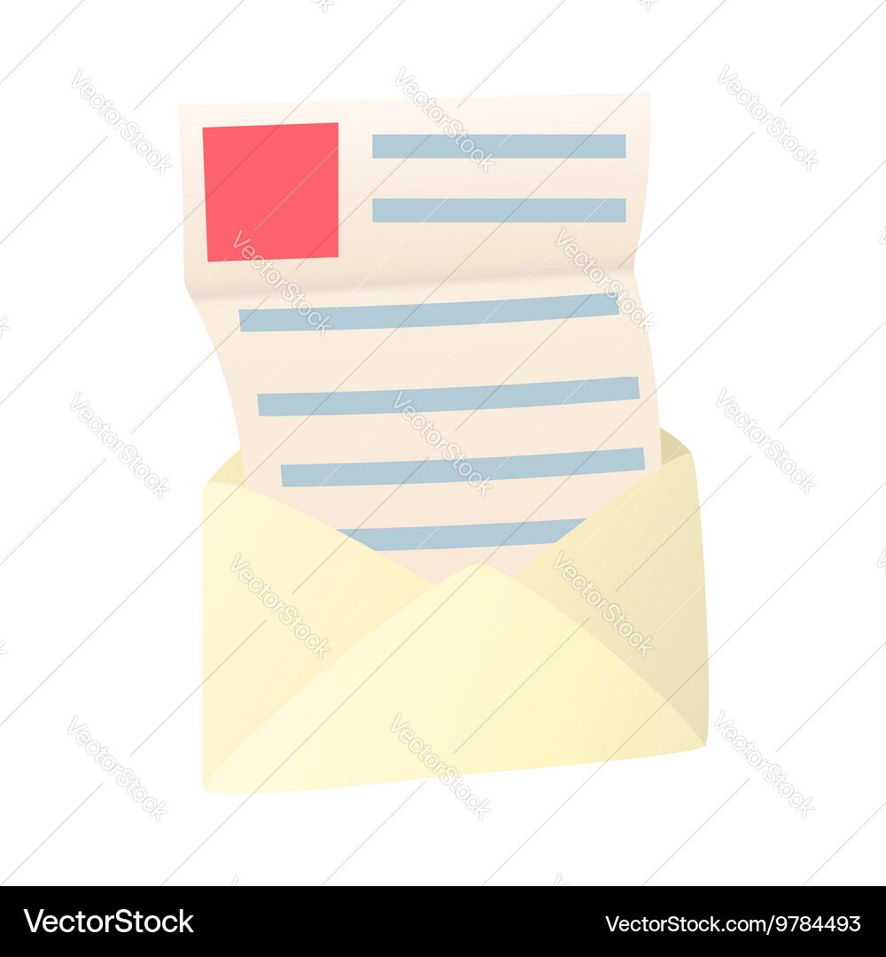 Open envelope with sheet of paper icon Vector Image