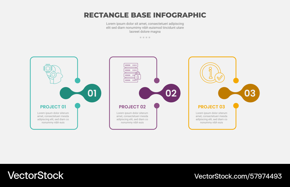 Rectangle shape infographic outline style with 3 Rectangle shape infographic outline style with 3 Vector Image