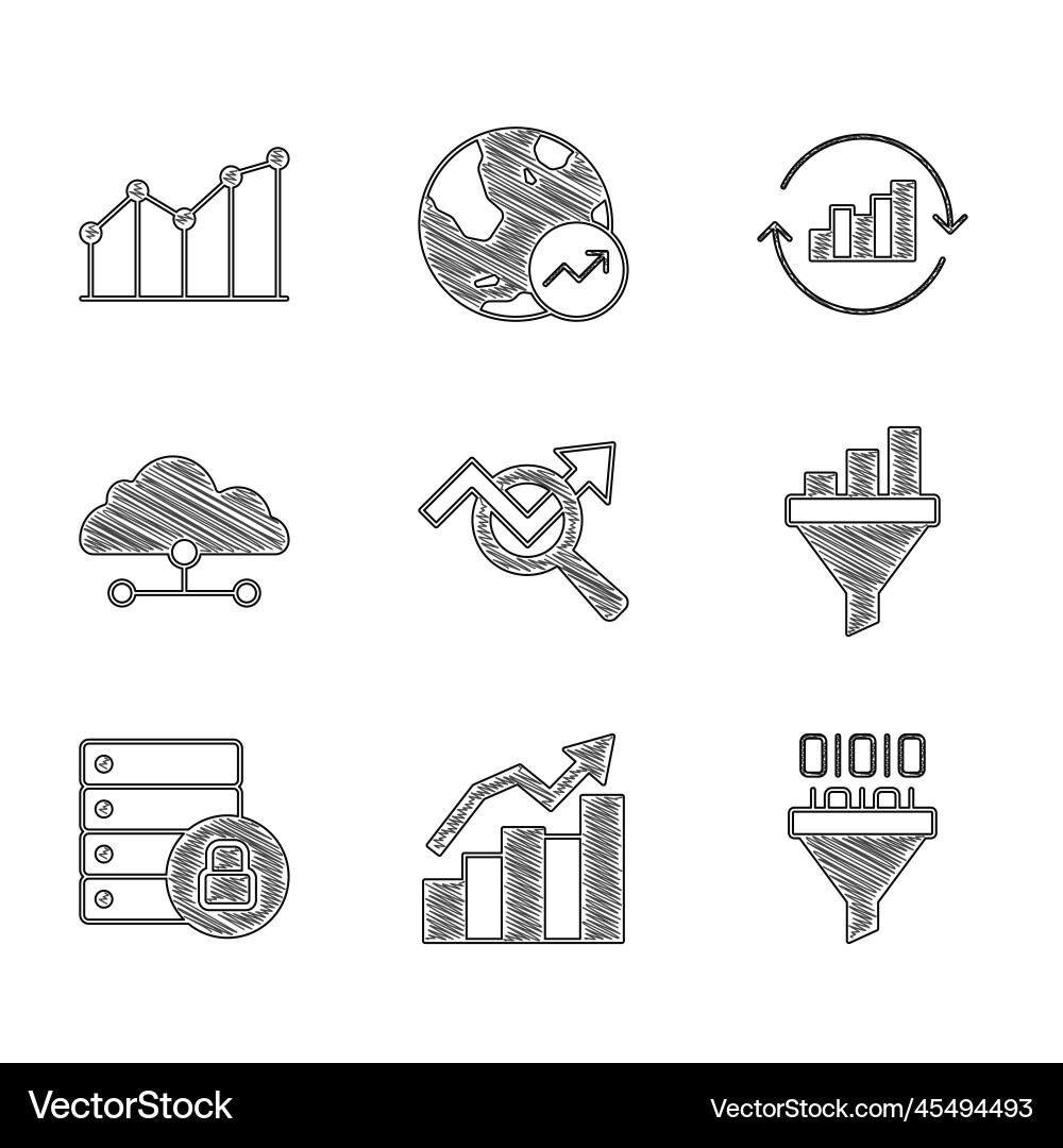 Set search data analysis financial growth binary Set search data analysis financial growth binary vector image