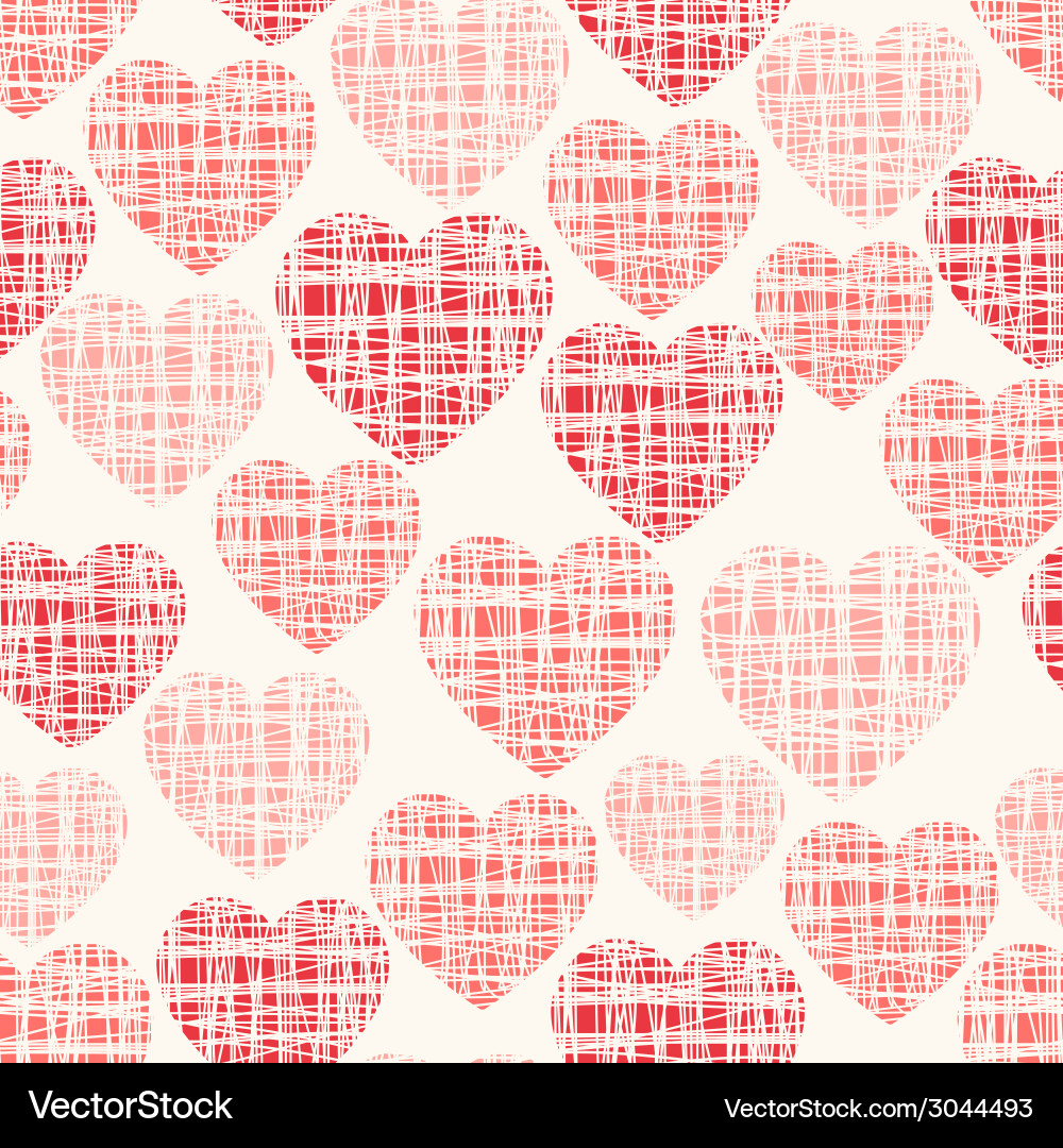 Sketchy seamless pattern with hearts vector image