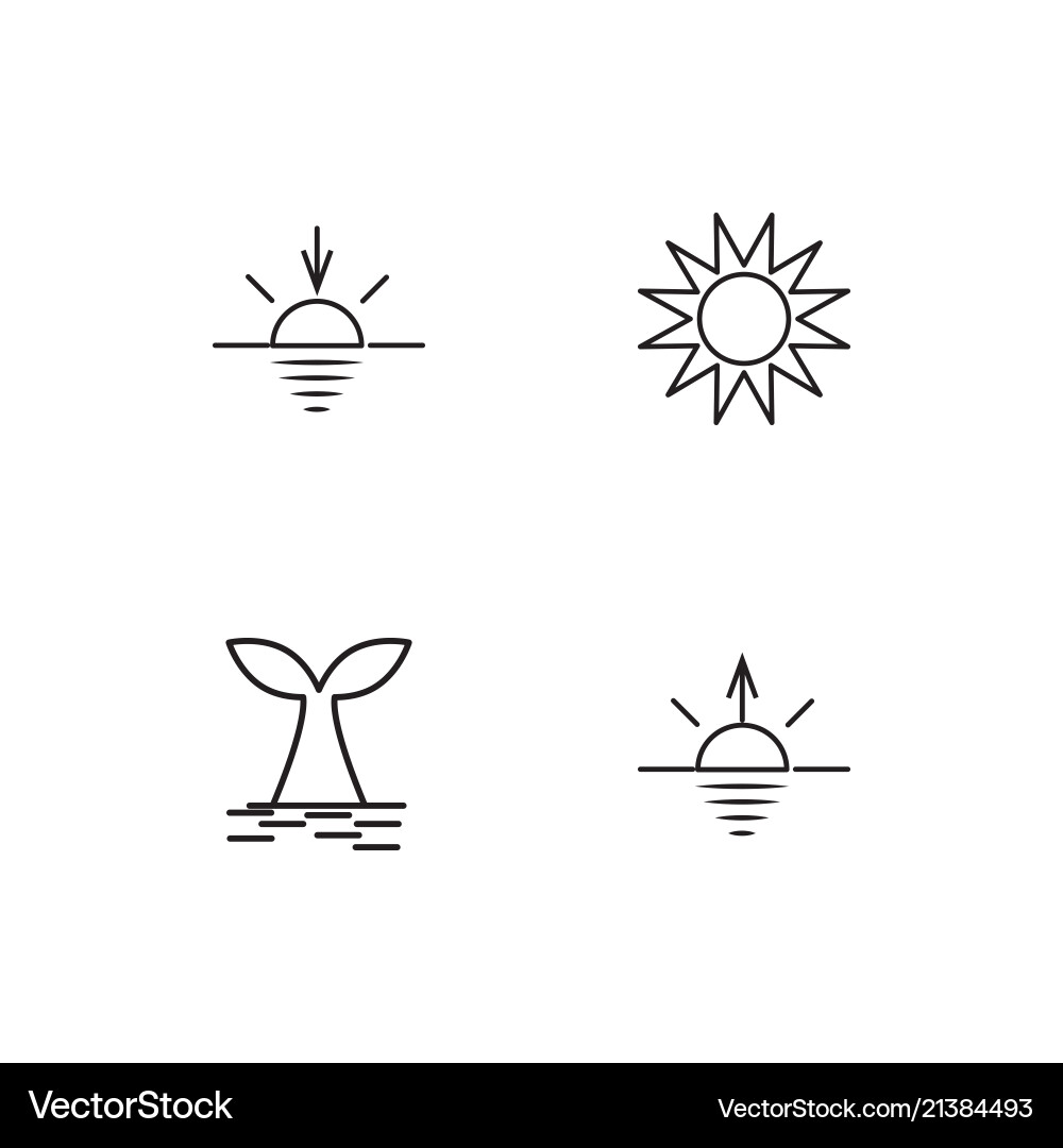 Summer linear icons set simple outline Vector Image