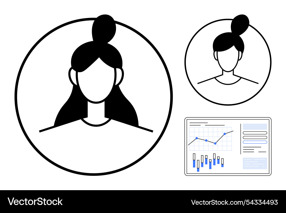 User profile avatars with analytics chart User profile avatars with analytics chart Vector Image