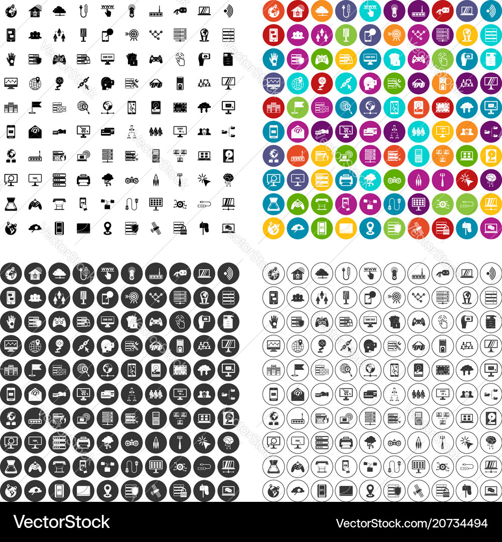 100 network icons set variant 100 network icons set variant vector image