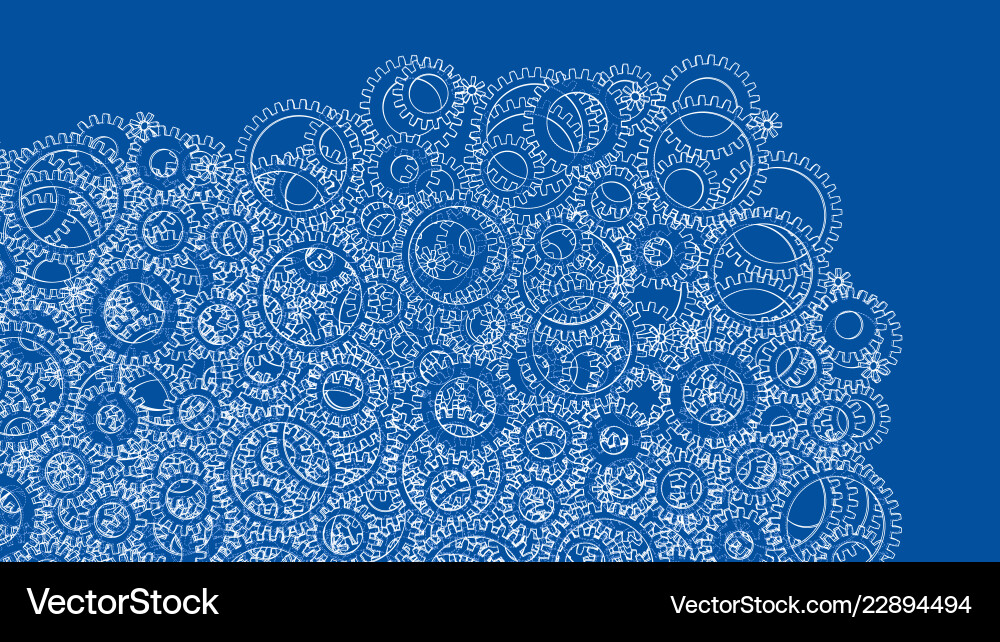 Background consisting of gears blueprint style Background consisting of gears blueprint style Vector Image