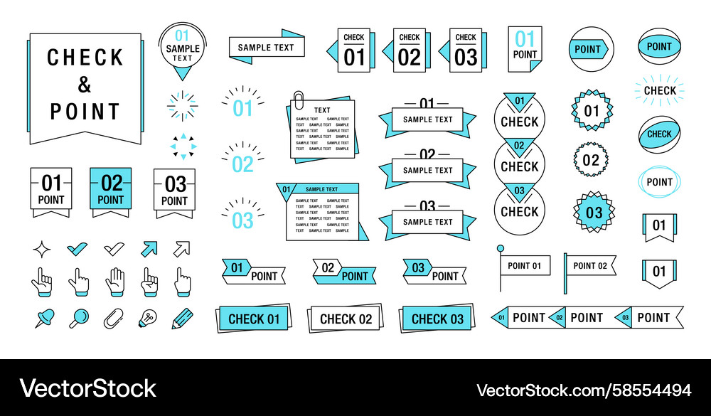 Checkmark & Pointer Elements - Approval Vector Image