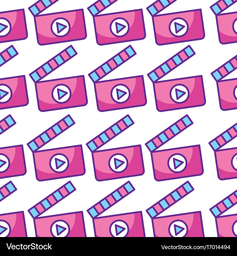 Clapperboard with media player pattern background Vector Image