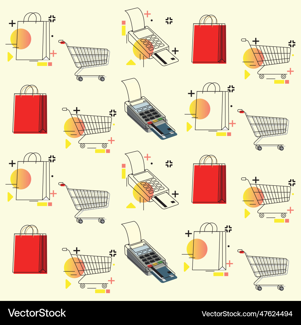 Colored seamless pattern background with shopping Vector Image