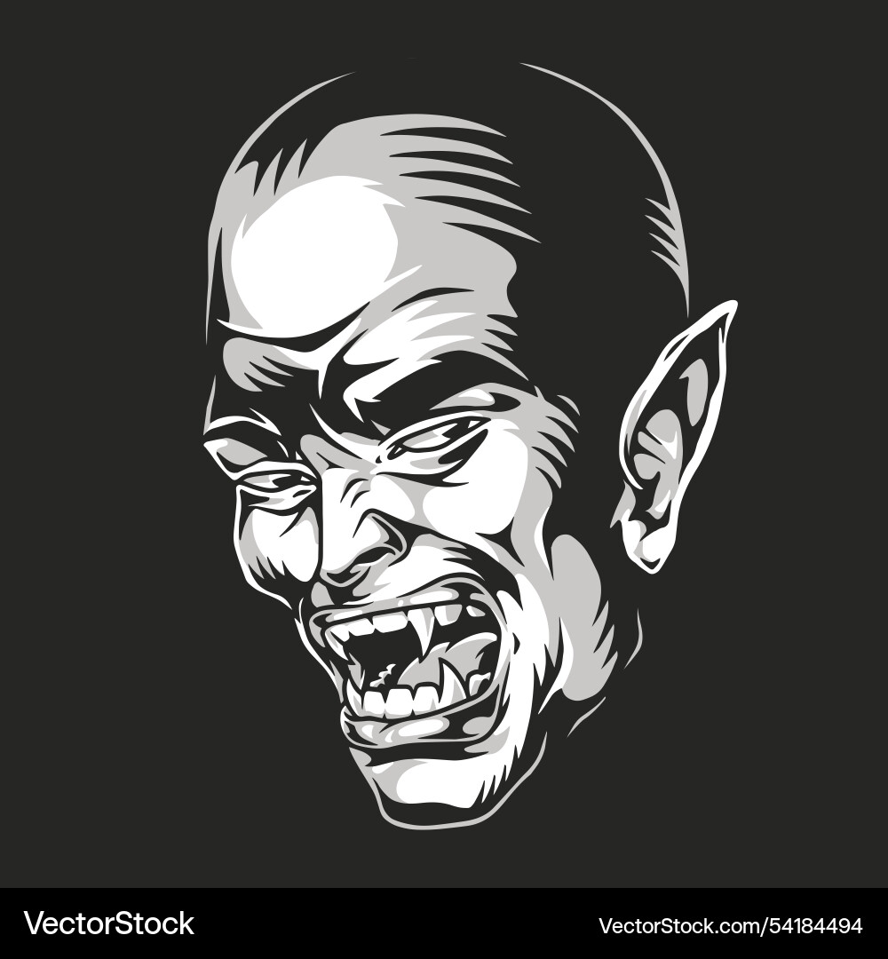 Creepy vampire face design with sharp fangs Creepy vampire face design with sharp fangs vector image