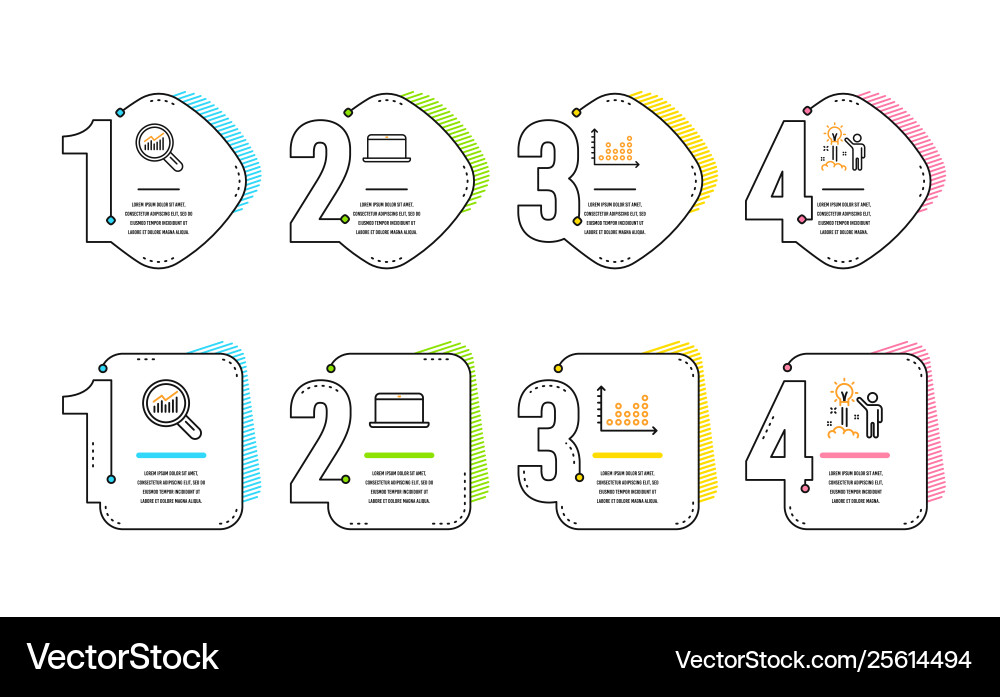 Data analysis laptop and dot plot icons set Data analysis laptop and dot plot icons set Vector Image
