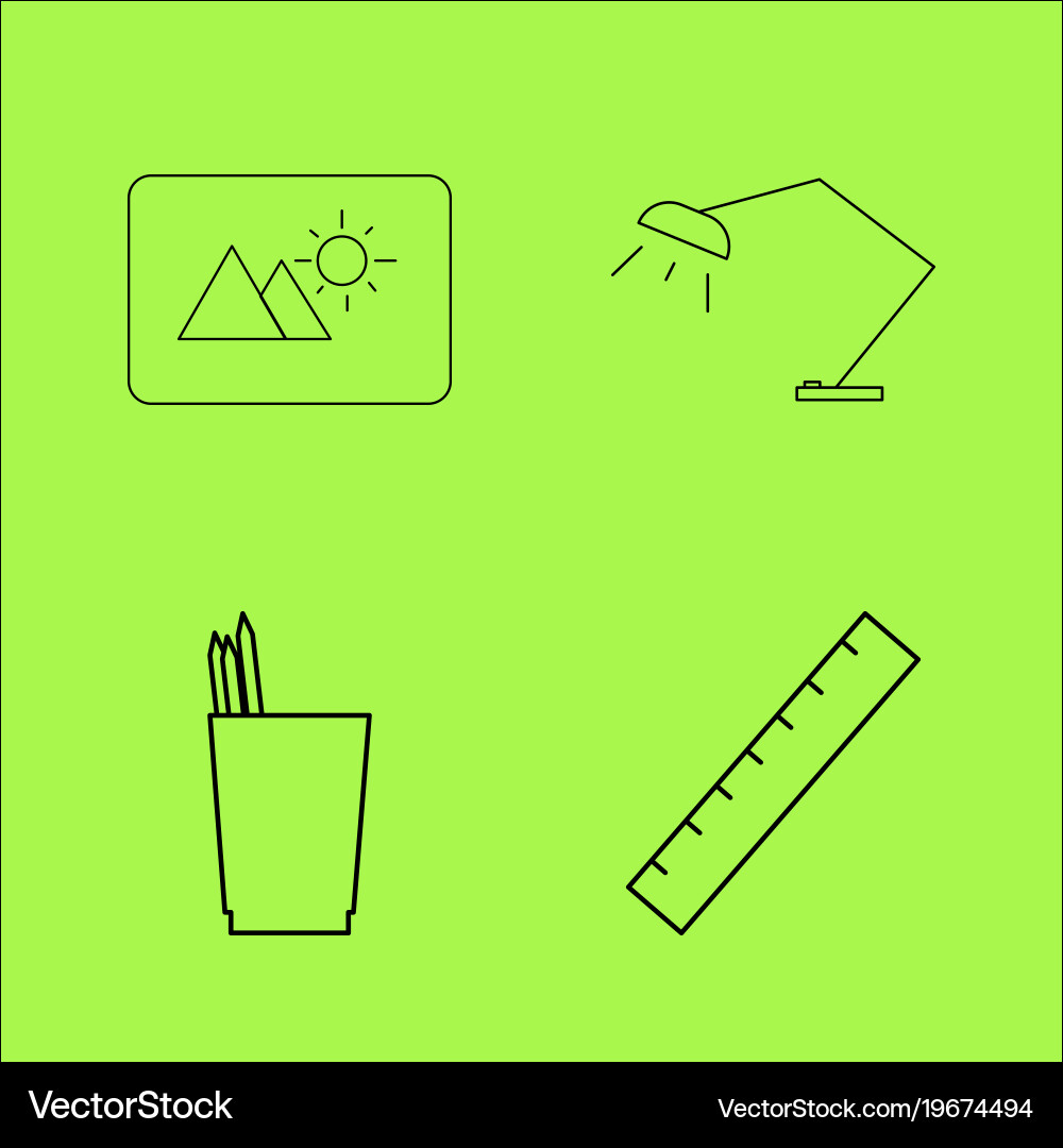 Design elements simple linear outline icon set vector image