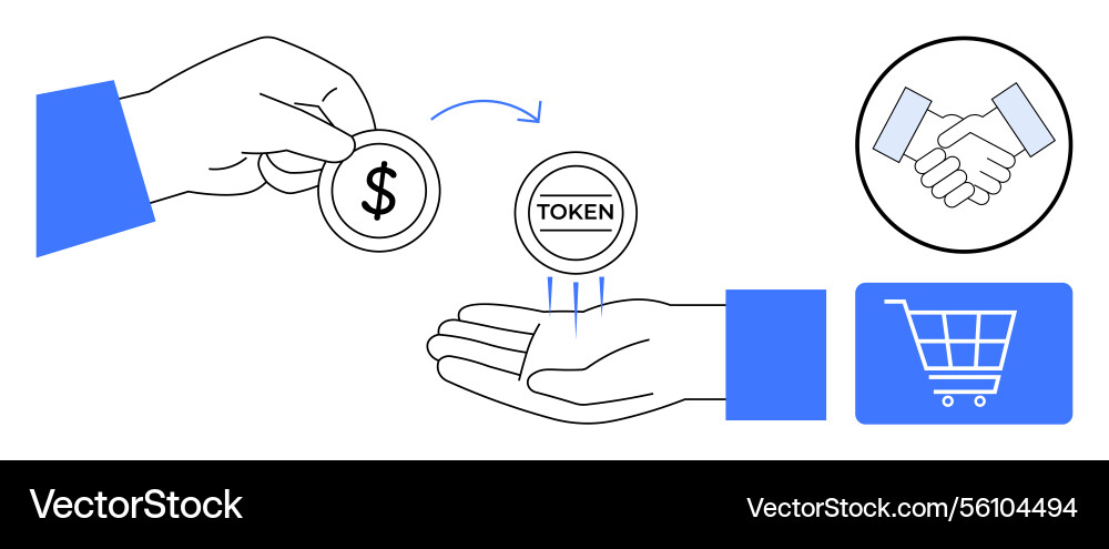 Digital currency exchange and token transaction Digital currency exchange and token transaction Vector Image