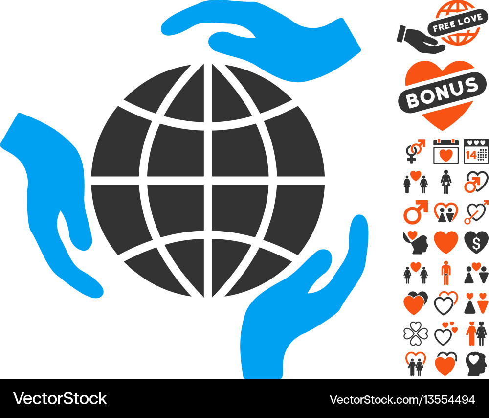 Globale Schutz-Ikone mit schönem Bonus Globale Schutz-Ikone mit schönem Bonus vektorbild