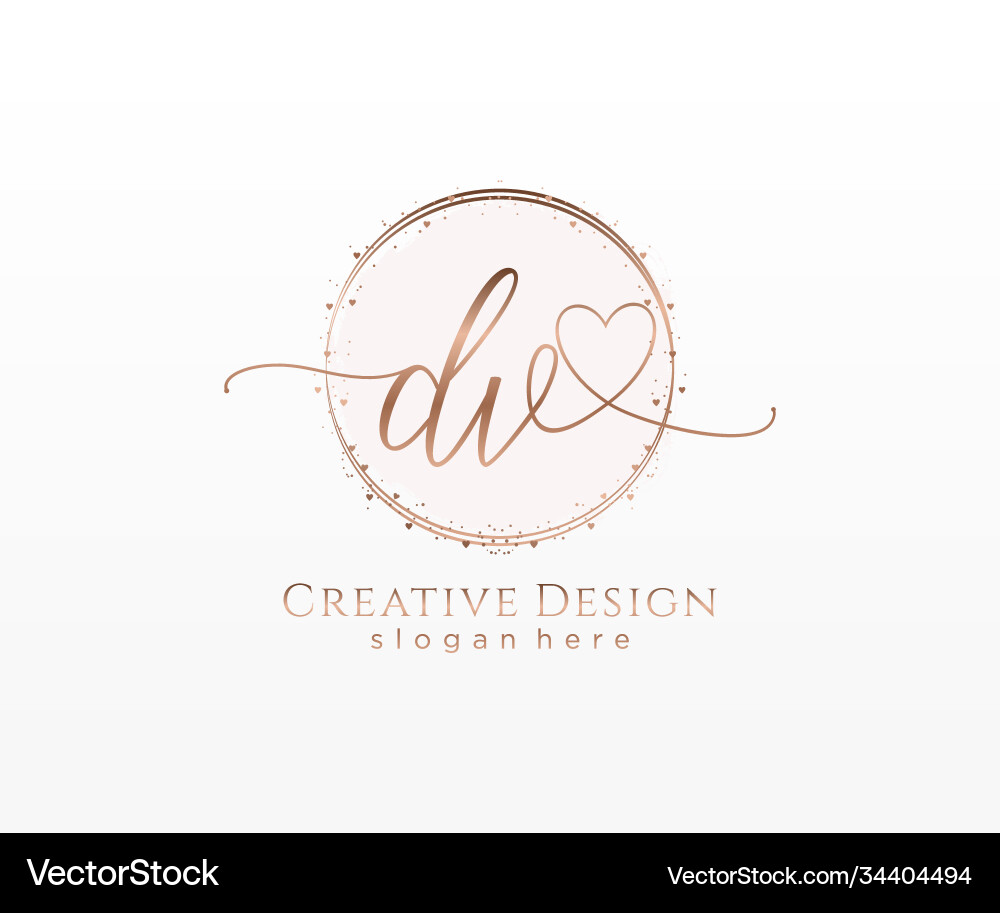 Initial dv handwriting logo with circle template Vector Image