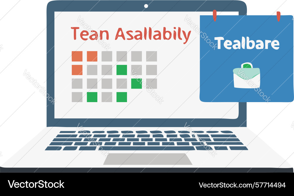 Laptop showing team availability dashboard design vector image
