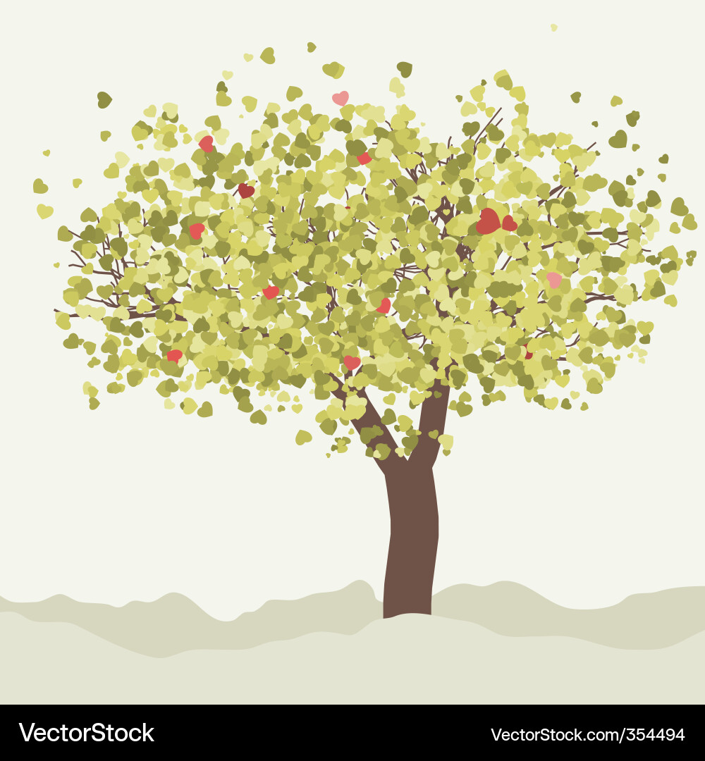 Romantic Heart Tree Card Vector Image
