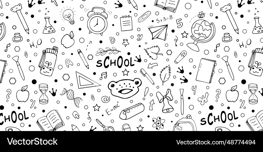 Seamless background with pattern school items Seamless background with pattern school items Vector Image