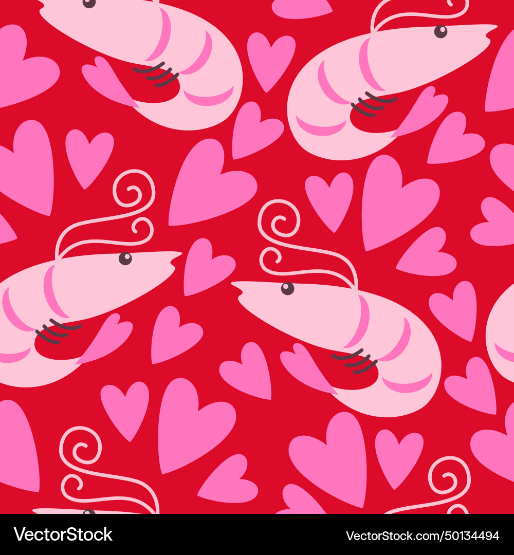 Seamless pattern with funny shrimps Vector Image