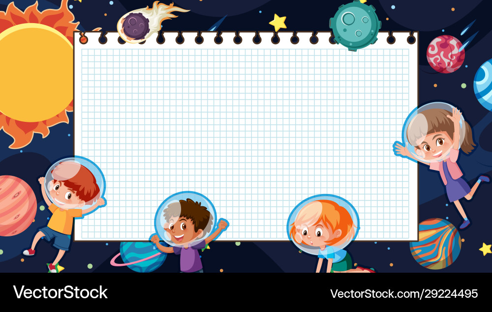 Border template with space theme in background Vector Image