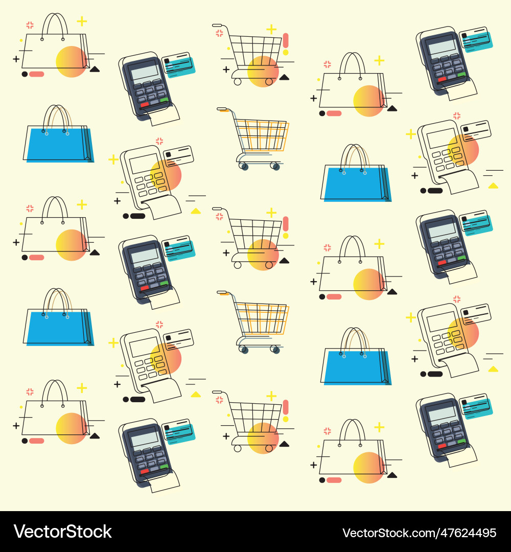 Colored seamless pattern background with shopping vector image