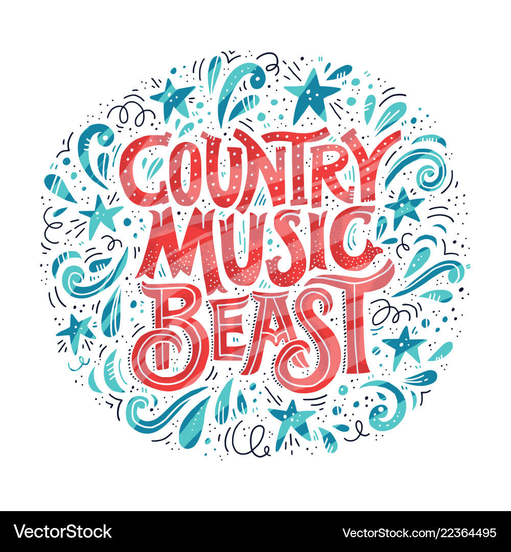 Country Music Lettering Art Vektorbild