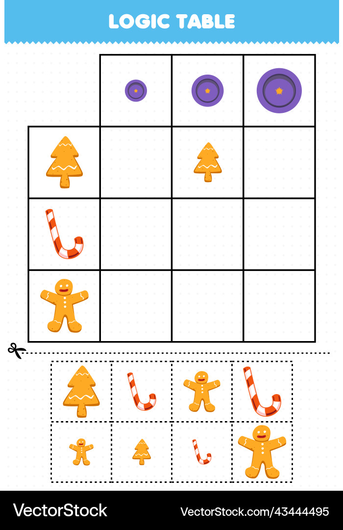 Education game for children logic table sorting vector image