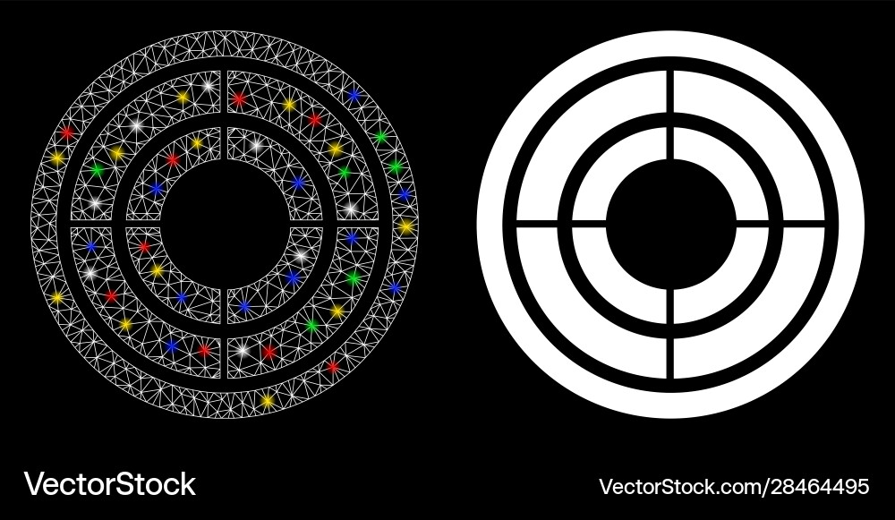 Flare mesh wire frame target icon with spots Vector Image