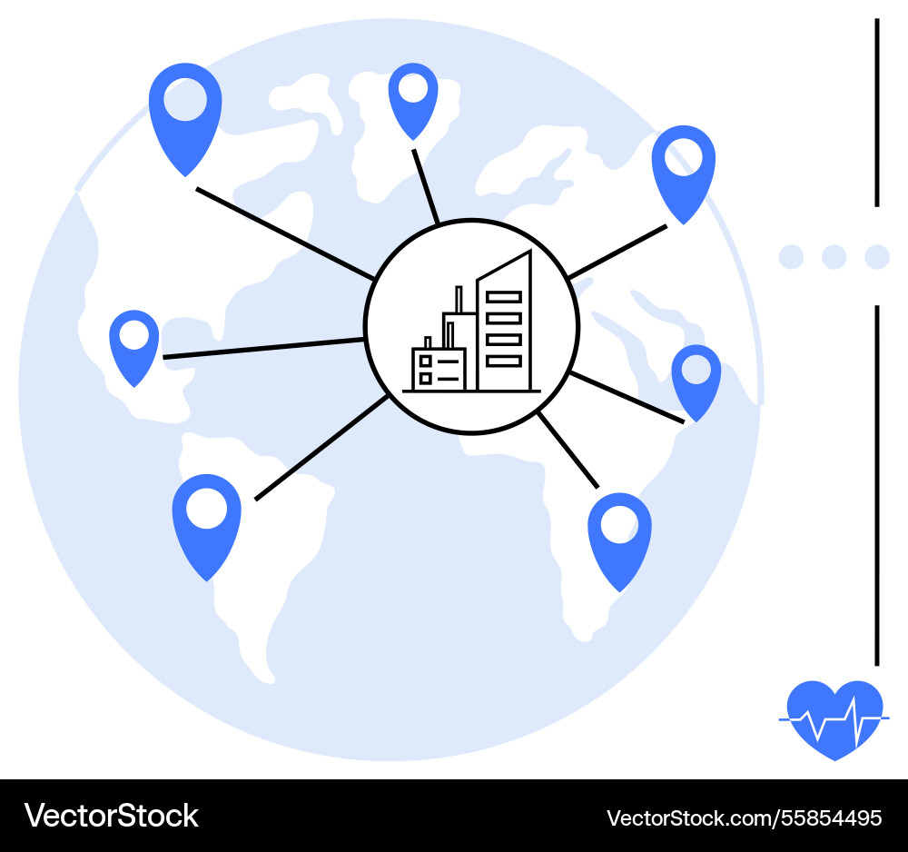 Global network of business locations highlighting Global network of business locations highlighting vector image