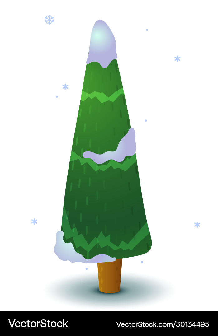 Green snowy coniferous tree game ui flat isolated Vector Image
