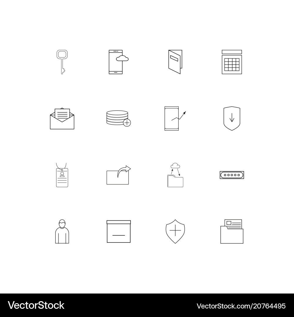 Internet technologies linear thin icons set vector image