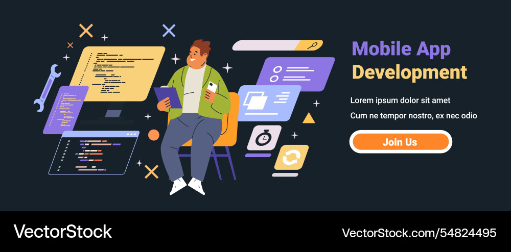 Mobile App-Entwicklung Programmiersoftware Mobile App-Entwicklung Programmiersoftware vektorbild